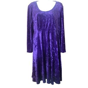 Vintage Purple Velvet Empire Waist Long Sleeve Dress witchy whimsygoth